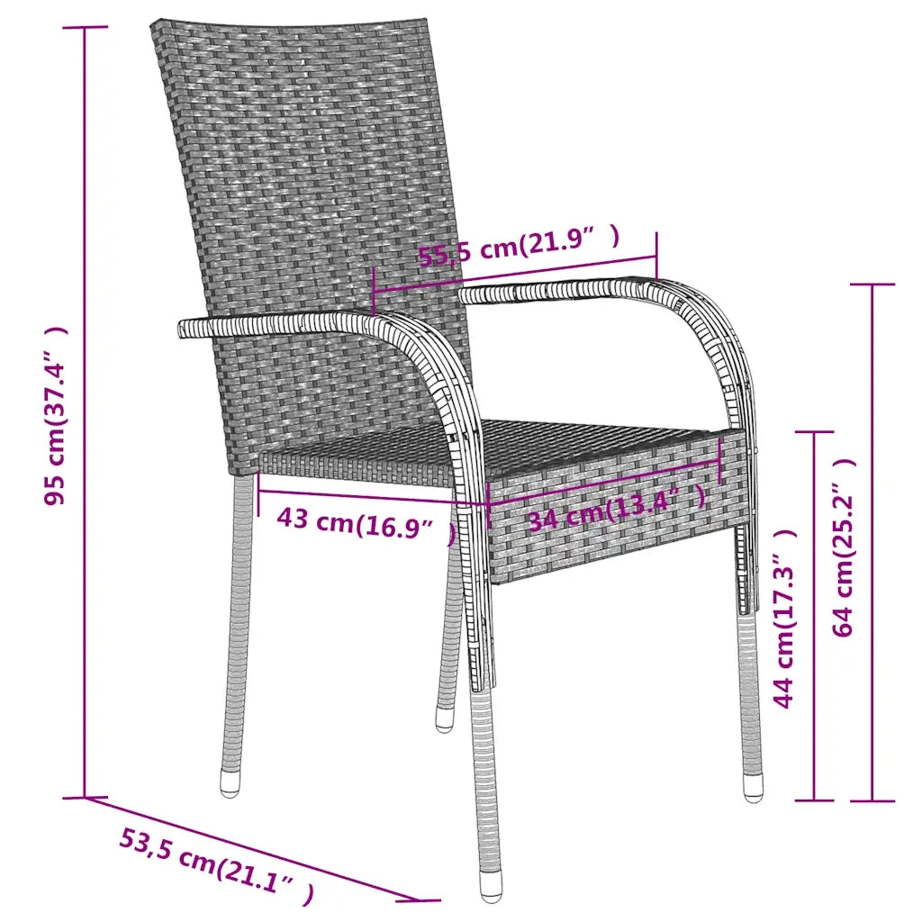 Set Mobili da Pranzo per Giardino 3 pz | Set Salotto da Giardino Nero