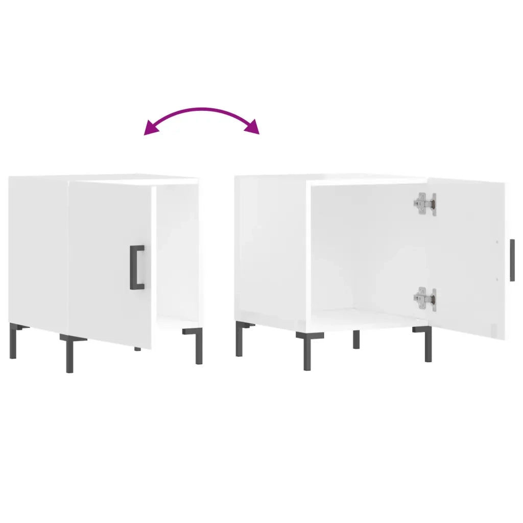 Comodini 2 pz-Set di 2 Tavolino da notte Bianco Lucido 40x40x50 cm in Legno Multistrato 493557