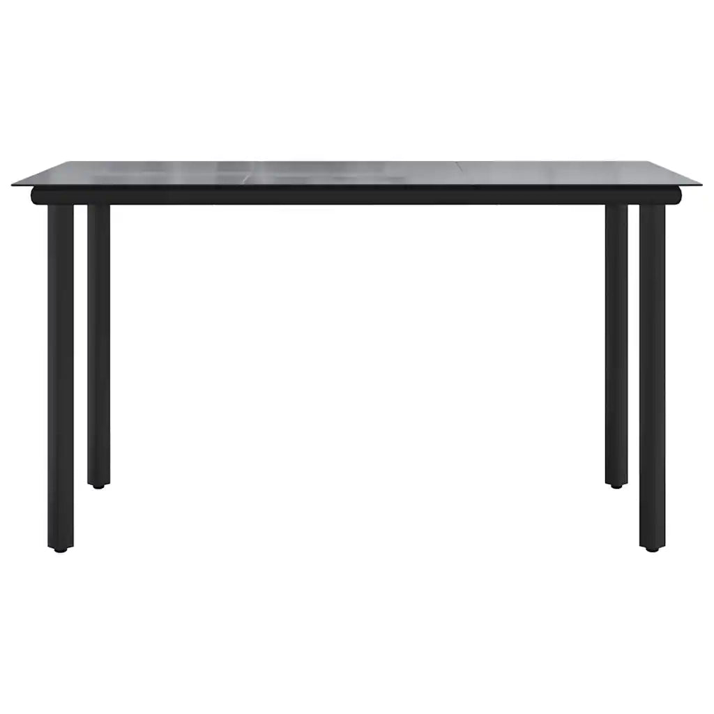 Tavolo Pranzo Giardino Nero200x100x74 Acciaio e Vetro Temperato