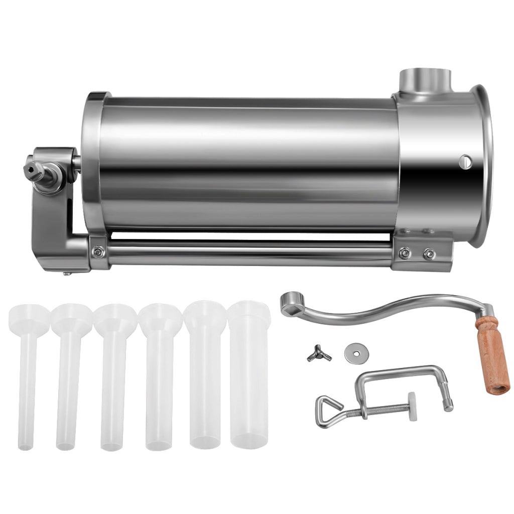 5kg Macchina insaccatrice per salsicce in acciaio inox manuale con 6 tubi di riempimento