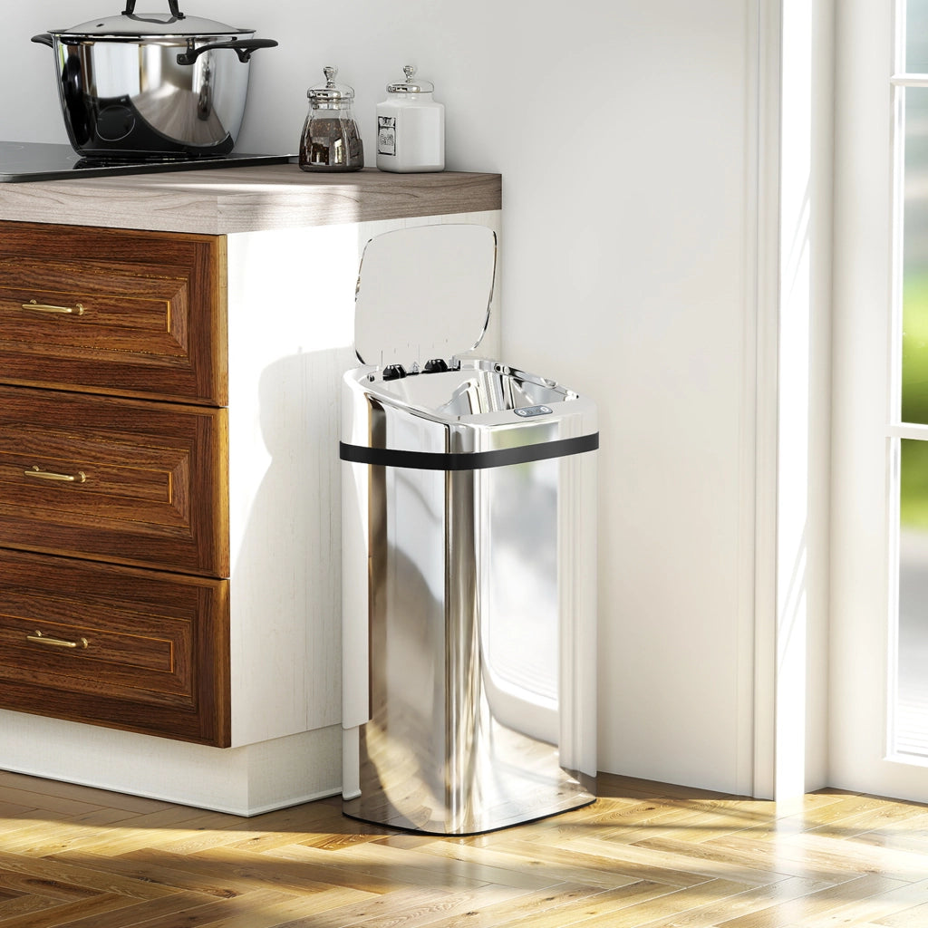 Bidone Rifiuti Automatico 30L ¨C Zephmum ¨C Argento 33x25x57.5 cm
