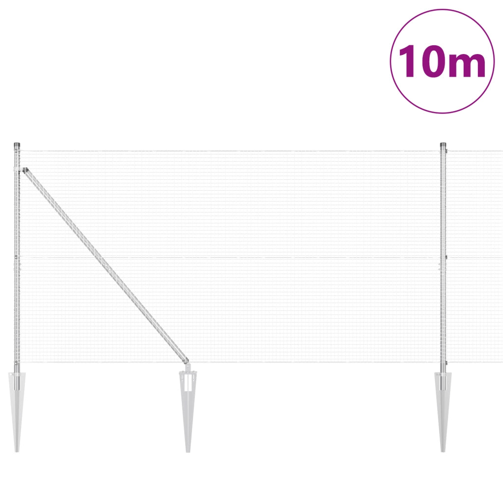 Recinzione in Rete Saldato con 7 Picchetti 1.2x10 m Acciaio Galvanizzato