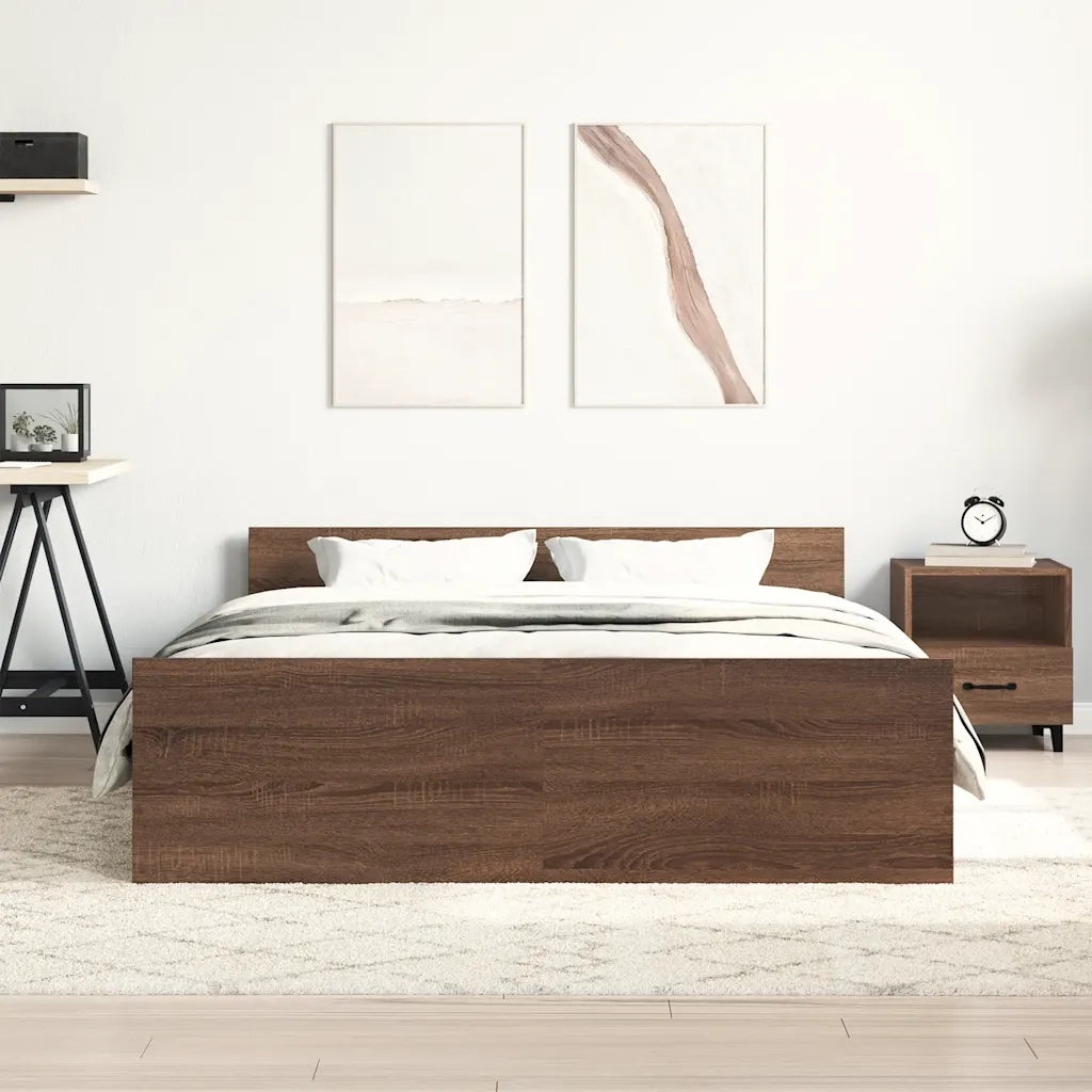 Giroletto con Testiera e Pediera Rovere Marrone 140x200 cm