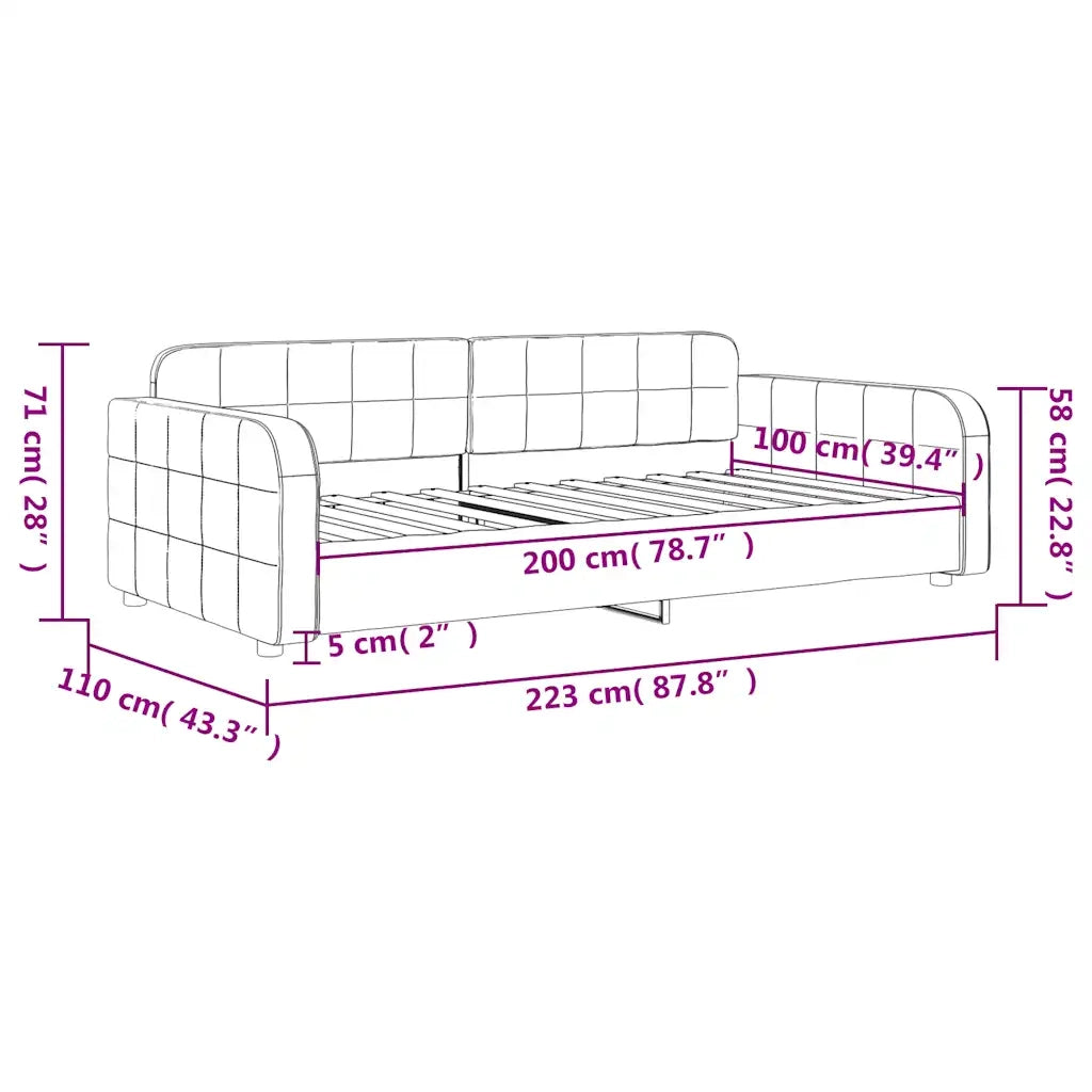 Letto da Giorno Grigio Scuro 100x200 cm in Velluto 354066