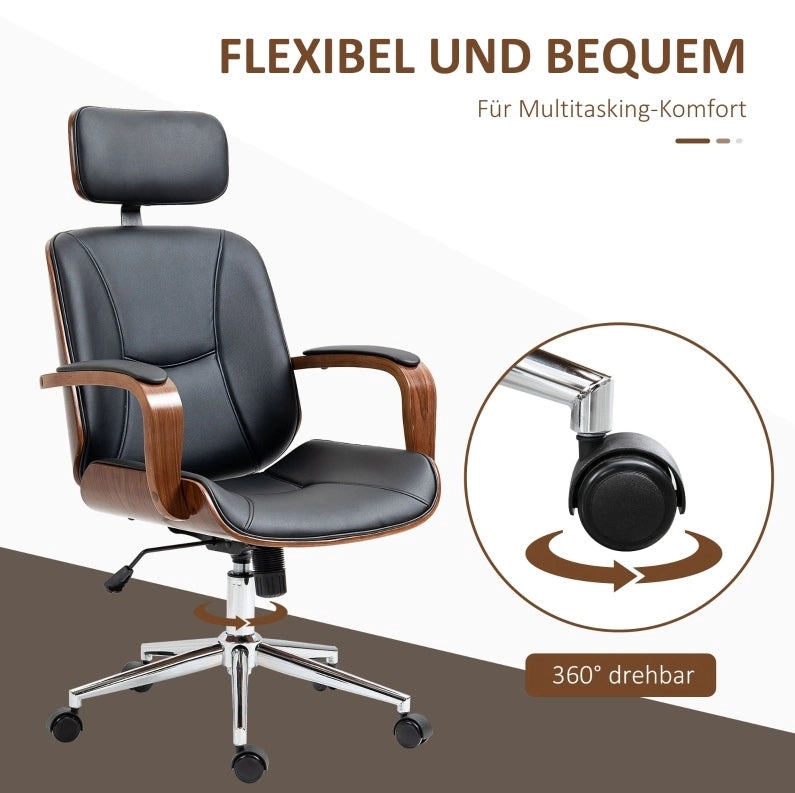 Sedia da ufficio ergonomica con poggiatesta removibile nera