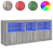 Credenza | Madia | Buffet da pranzo | Armadio da pranzo con Luci LED Grigio Sonoma 162x37x67 cm