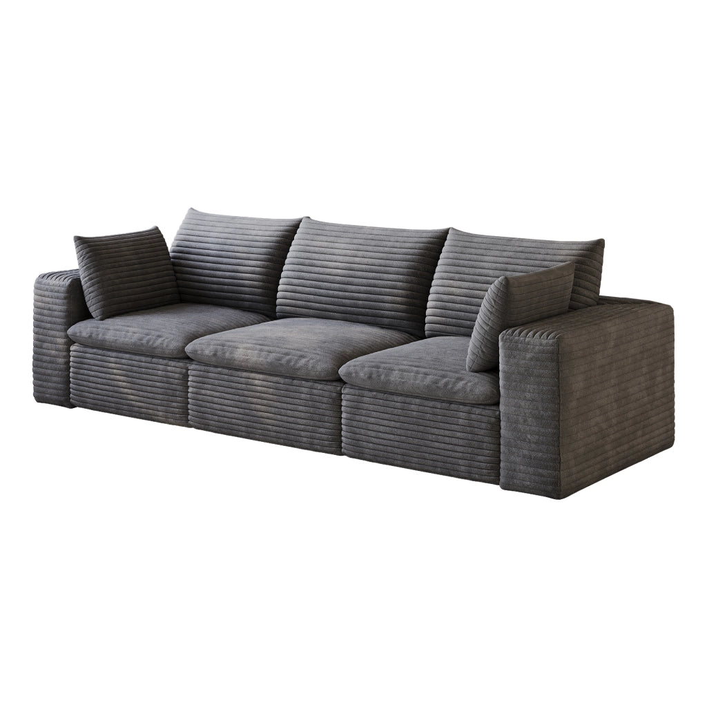 Divano Cloud 260 cm ¨C MINIMAL ¨C Velluto a Coste Grigio Scuro, Imbottito, Senza Montaggio