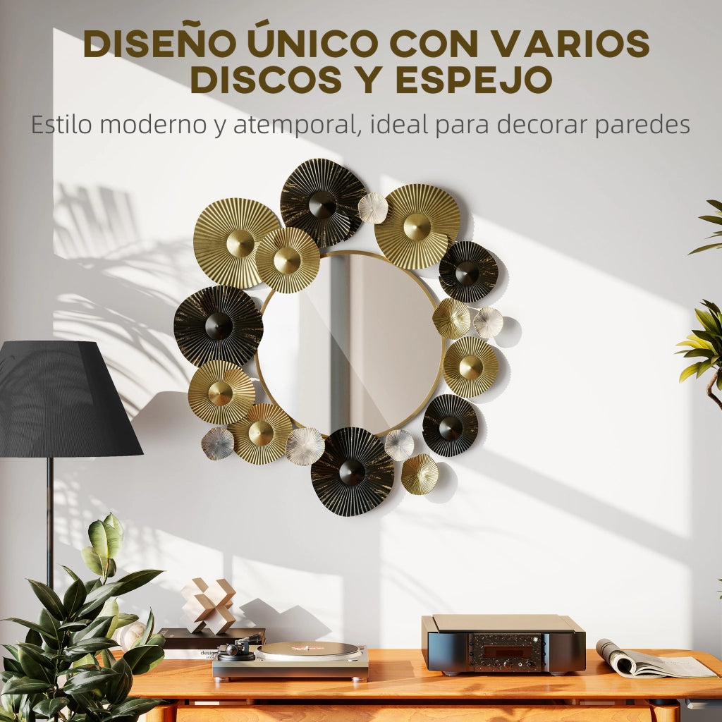 Specchio Decorativo da Parete ¨C Zephmum ¨C Dorato e Nero 84x84 cm