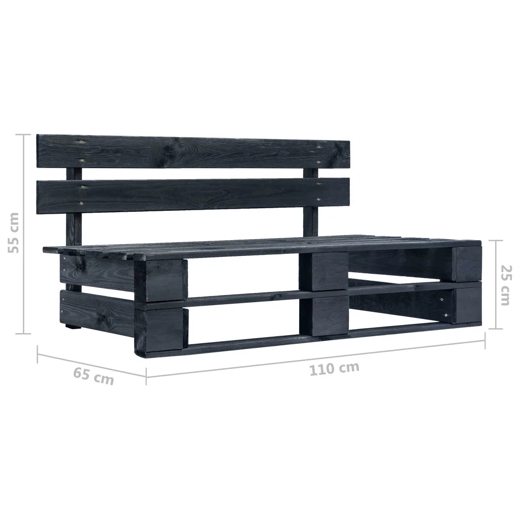 Divano Centrale Giardino su Pallet-Sofa Modulare-Divanetto da esterno Nero Legno Pino Impregnato 307410