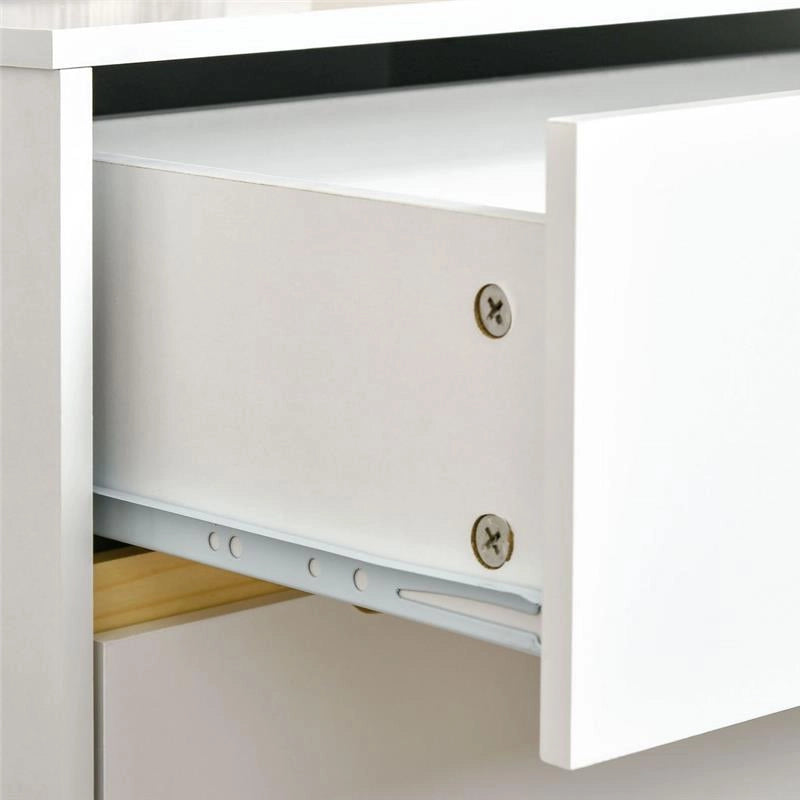 COMODINO MODERNO CON 2 CASSETTI E GAMBE IN LEGNO DI PINO 50X40X50.5 CM BIANCO