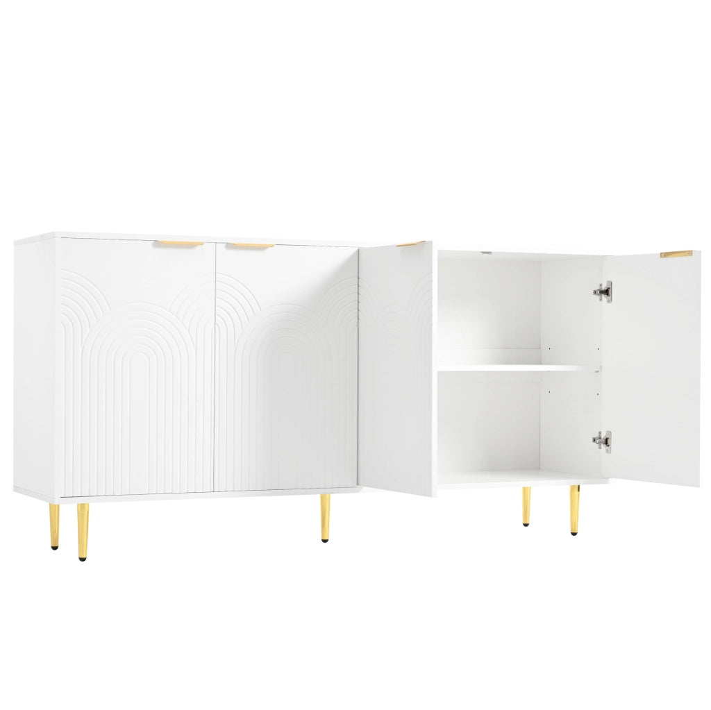Credenza 4 ante bianca 160x40x80 cm con ripiani regolabili