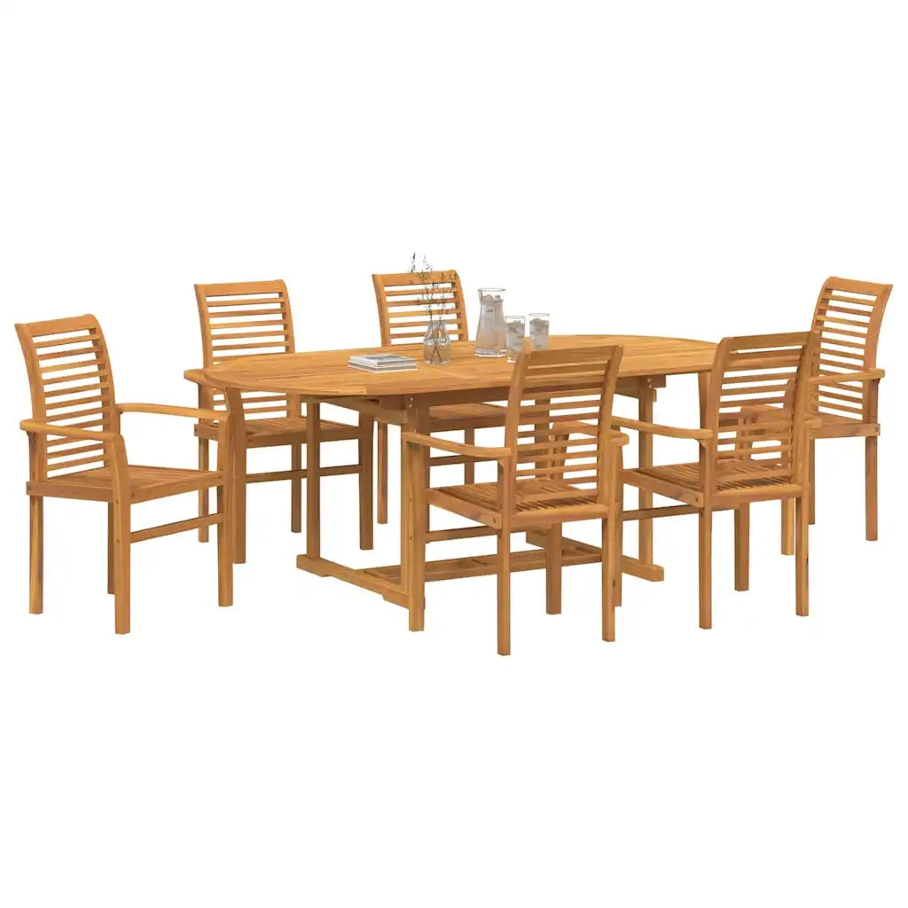 vidaXL Set da Pranzo per Giardino 7 pcs Marrone 200 x 100 x 75 cm
