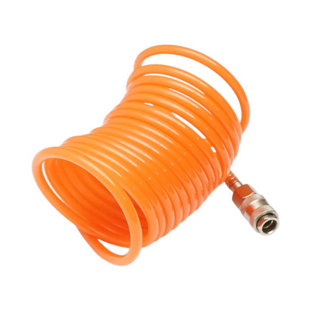 Tubo flessibile a spirale per aria compressa, 5 m, Ø 5 mm, attacco rapido 1/4