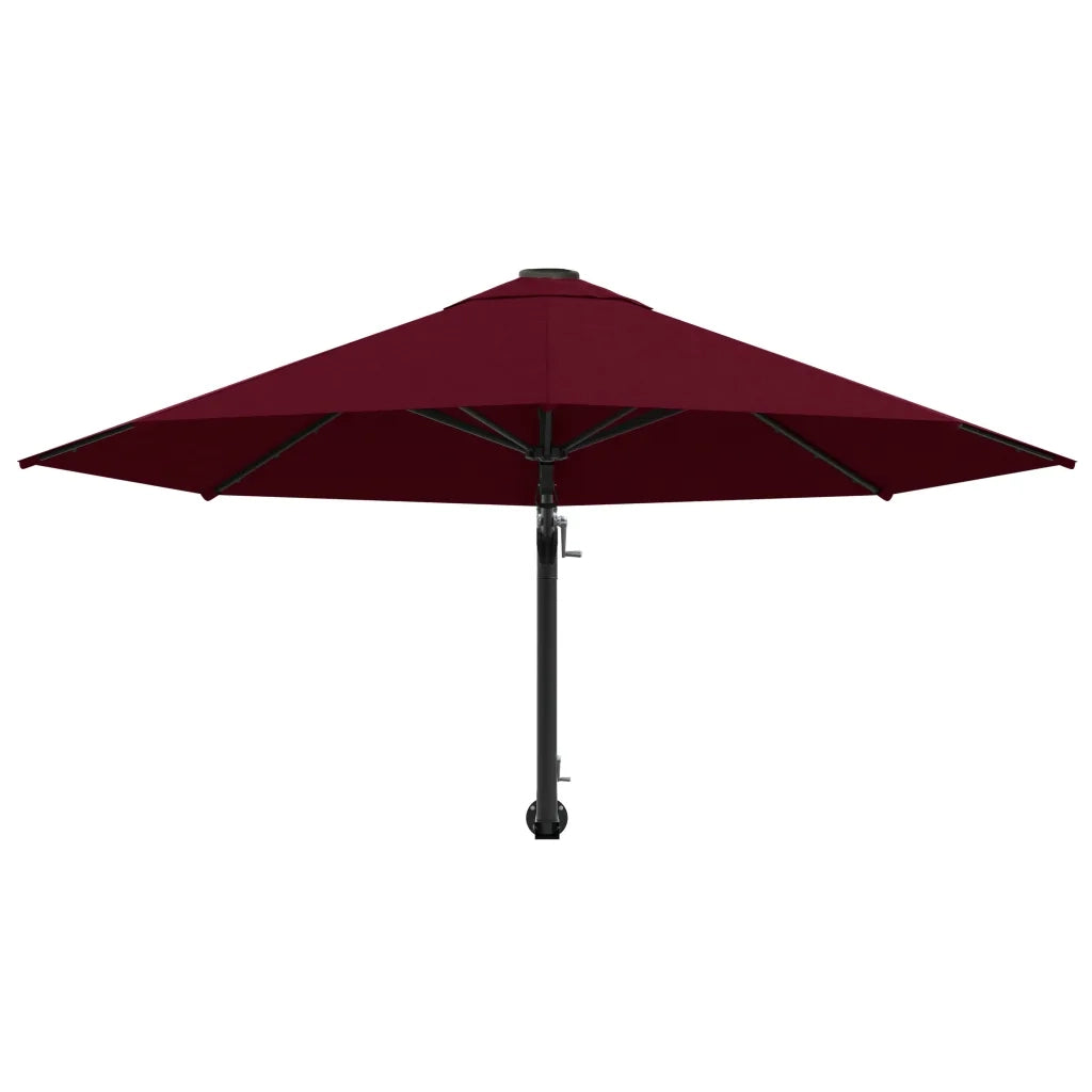 Ombrellone a Muro con Palo in Metallo 300 cm Rosso Borgogna 47298
