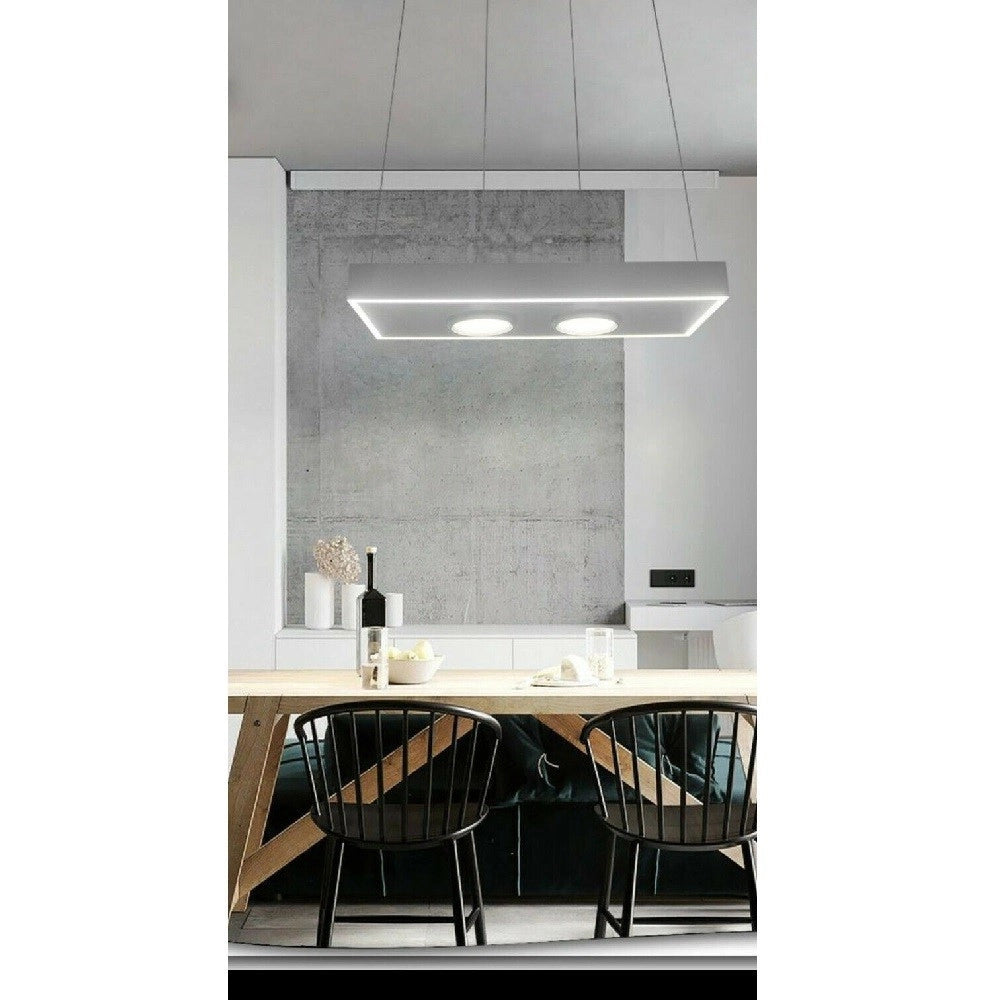 Trade Shop - Lampadario Led Moderno Minimal Lampada Sospensione 32 W Luce Fredda Lp-08 Bianco -