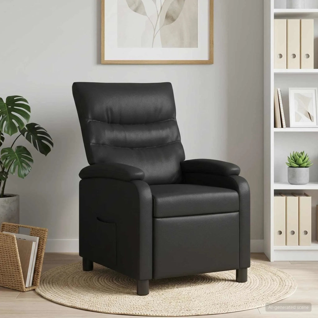Divano Sedia-Poltrona reclinabile Nero Similpelle 603297
