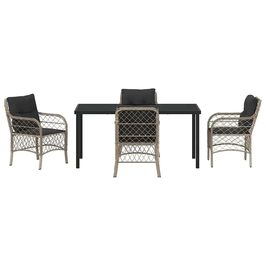 Set da Pranzo per Giardino 5 pcs Grigio chiaro polyrattan 3380242