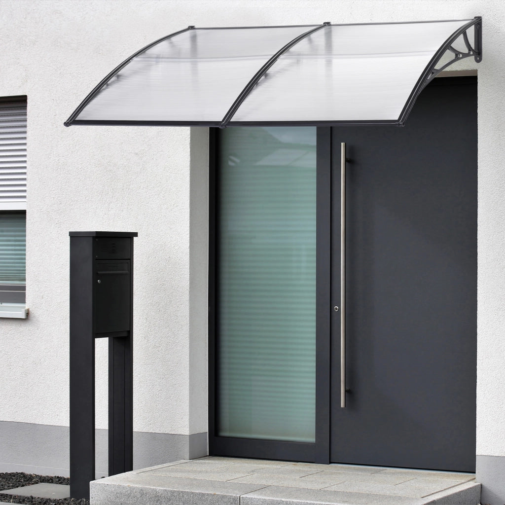 Pensilina per Ingresso Mellerud in Policarbonato 240 x 100 cm Trasparente / Nero [en.casa]