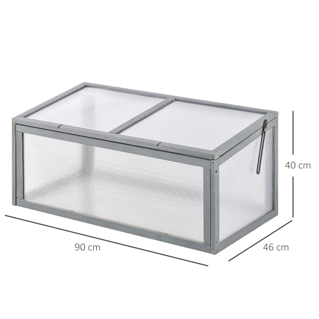 Serra da giardino in legno e policarbonato 90x46x40 cm ¨C zephmum ¨C grigio con copertura