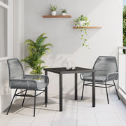 Set da Pranzo da Giardino 3 Pezzi con Cuscini Grigio Polyrattan