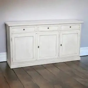 Credenza madia buffet in legno Shabby chic 3 ante mod Martini bianco anticato