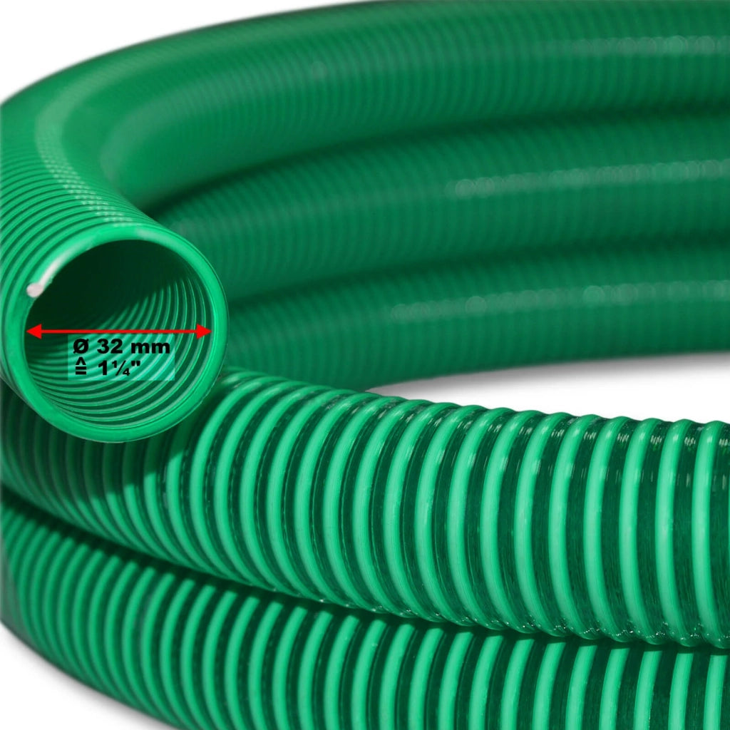 Tubo flessibile di aspirazione a pressione da 10 m diametro 32 mm (1 1/4") rinforzato a spirale verde 16_0001624