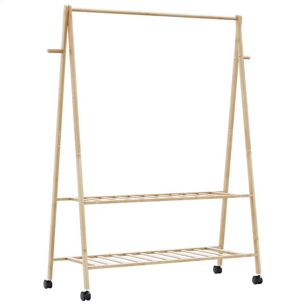 Appendiabiti con Ripiani e Ruote 132x45,5x155,5 cm in Bamb¨´ CFW9636005