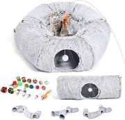 5 tunnel per gatto con letto morbido - grotte indoor per gatti con 20 pezzi di giocattolo - tunnel da assemblare e set di giocattoli per cani e conigli