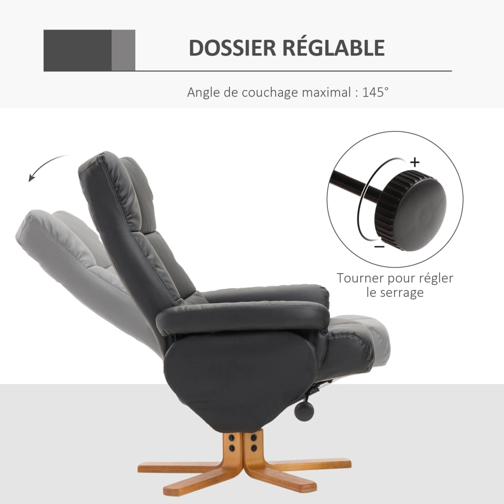 Poltrona relax reclinabile con poggiapiedi e rivestimento similpelle ¨C zephmum ¨C colore nero