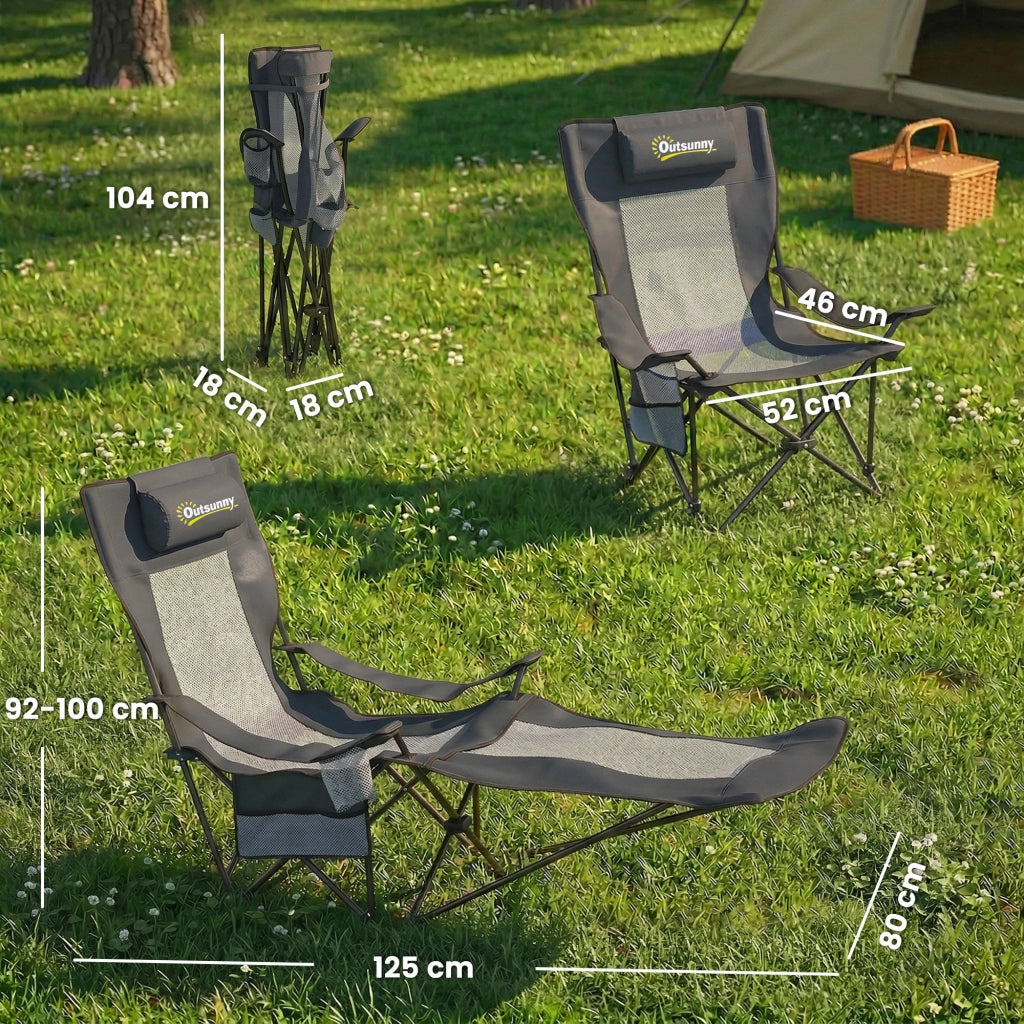 Sedia da campeggio pieghevole con schienale regolabile ¨C zephmum ¨C Grigio scuro