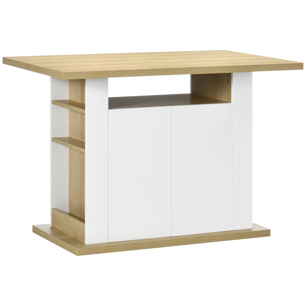 Tavolo da Cucina 4 Persone con Armadietti ¨C Zephmum ¨C Bianco e Legno, 110x70x75.5 cm