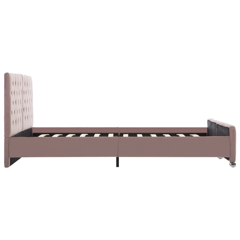 Letto matrimoniale | Letto per adulti | Giroletto Rosa in Velluto 160x200 cm