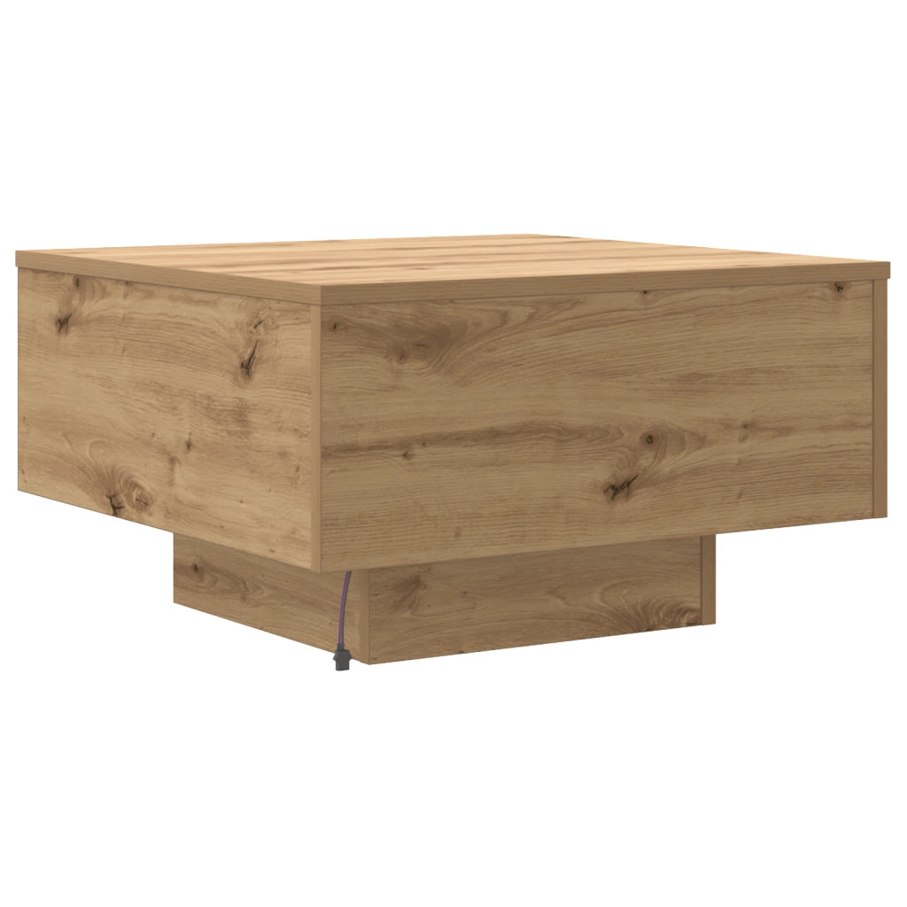 Tavolino da caffÃ¨  con luci LED Rovere Artigianale 55x55x31 cm