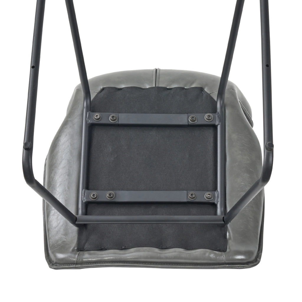 Sedia da Pranzo Set da 2 con Seduta Ergonomica e Cuciture Decorative, in Similpelle e Metallo, Grigio