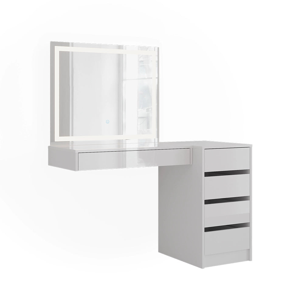Vicco Tavolo da toeletta Bianco/bianco lucido 120 cm 3 parti