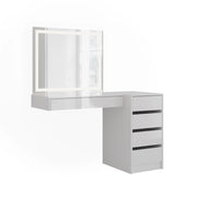 Vicco Tavolo da toeletta Bianco/bianco lucido 120 cm 3 parti