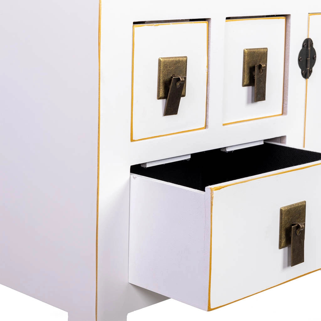 Credenza in legno con 6 cassetti e 2 porte 95x24x79h cm