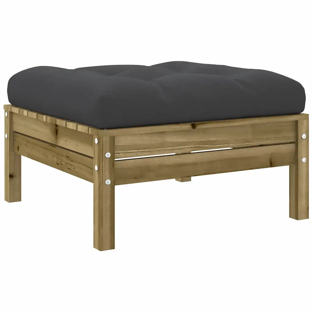 Sedia da giardino-Poggiapiedi da Giardino con Cuscino in Legno Impregnato di Pino 999404