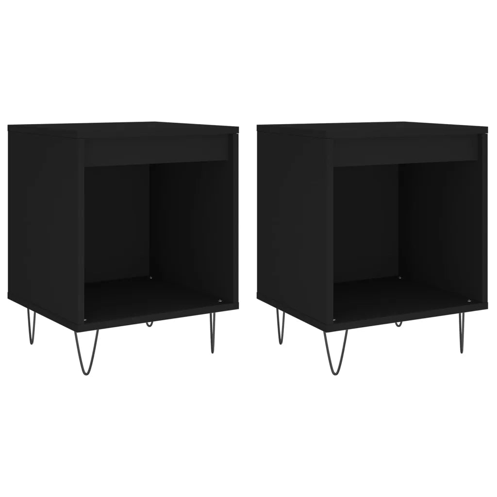 Set di 2 Comodini | Armadio da Notte | Mobiletto da notte Neri 40x35x50 cm in Legno Multistrato