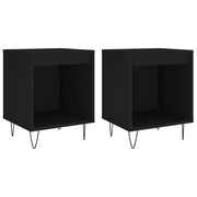 Set di 2 Comodini | Armadio da Notte | Mobiletto da notte Neri 40x35x50 cm in Legno Multistrato
