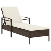 Lettino Prendisole | Sdraio da giardino | Lettino da sole con Cuscino Marrone 63x200x81 cm Polyrattan
