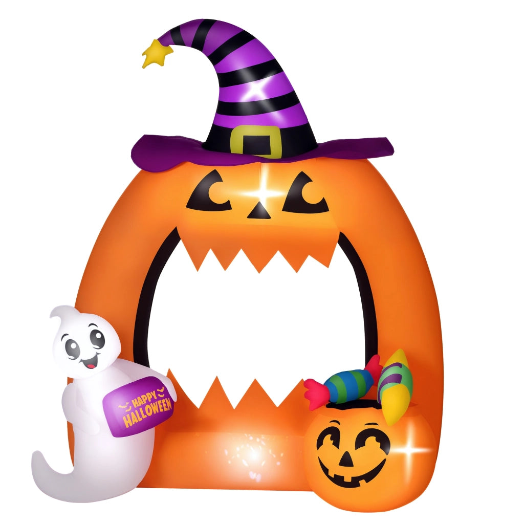 Pumpkin Arch Inflatable Halloween Decorazione 150 cm ¨C Zephmum ¨C Con Luci LED e Fantasma