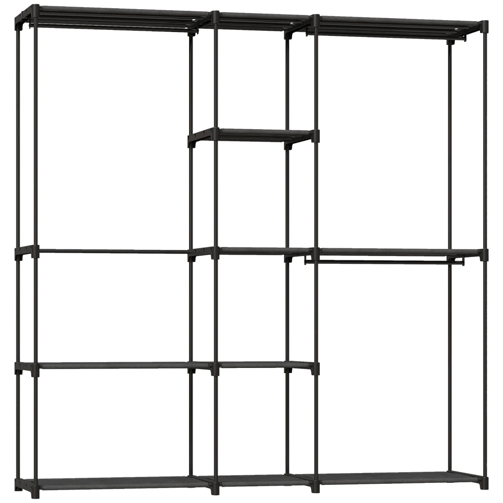 Armadio Guardaroba in Tessuto con Ripiani e Aste ¨C Zephmum ¨C Nero 182x43x185 cm