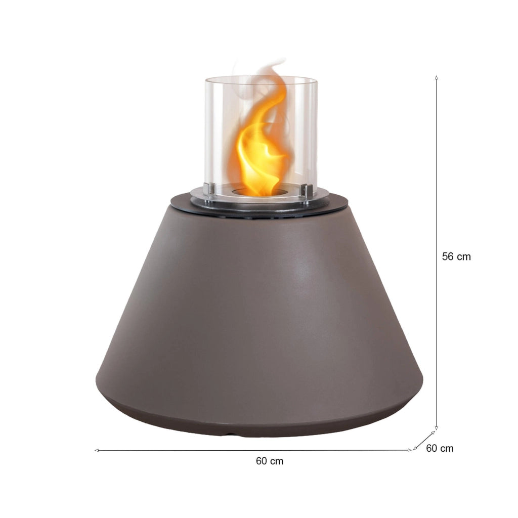 Camino a bioetanolo Parbo, Caminetto ecologico, Focolare senza fumo, Riscaldatore ad etanolo, Made in Italy, 60x60 h56 cm, Marrone