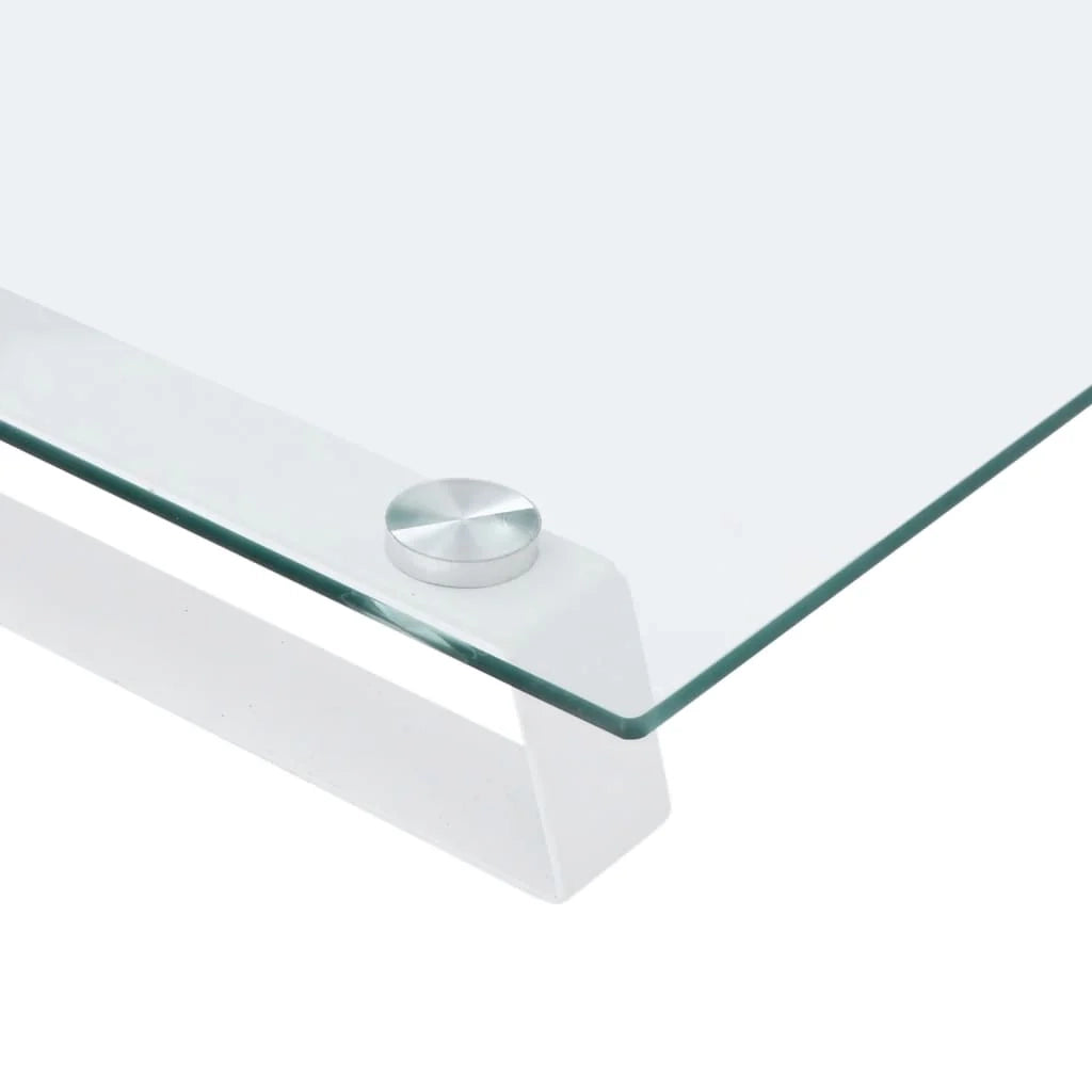 Supporto per monitor mobile da scrivania 60 x 20 x 8 cm vetro temperato e metallo bianco 02_0044896