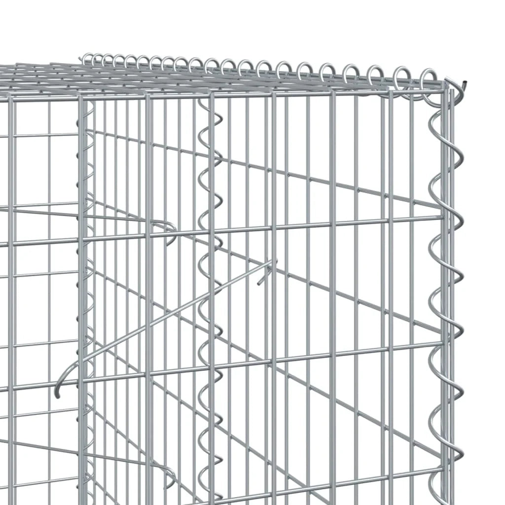 Gabbione recinto a gabbia muro di contenimento con coperchio 250 x 100 x 200 cm ferro zincato argento 02_0040148
