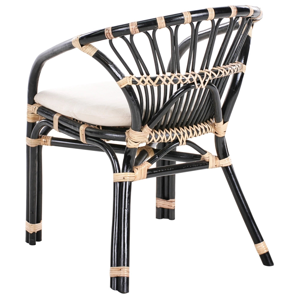 Set bistrot in rattan composto da 2 sedie con cuscini e tavolo fatto a mano nero set da balcone