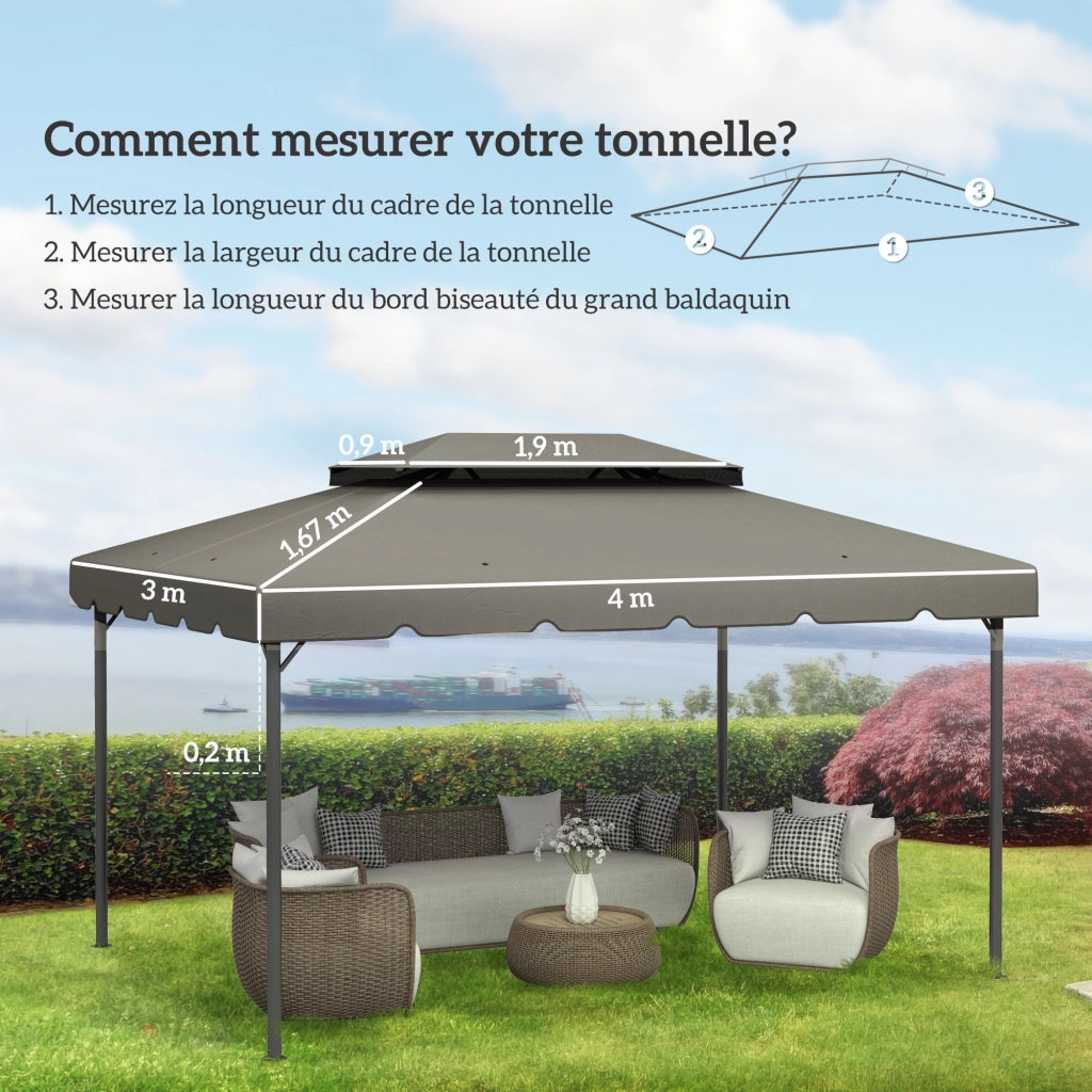 Tenda da giardino ¨C zephmum ¨C grigio chiaro tessuto poliestere 4x3 m