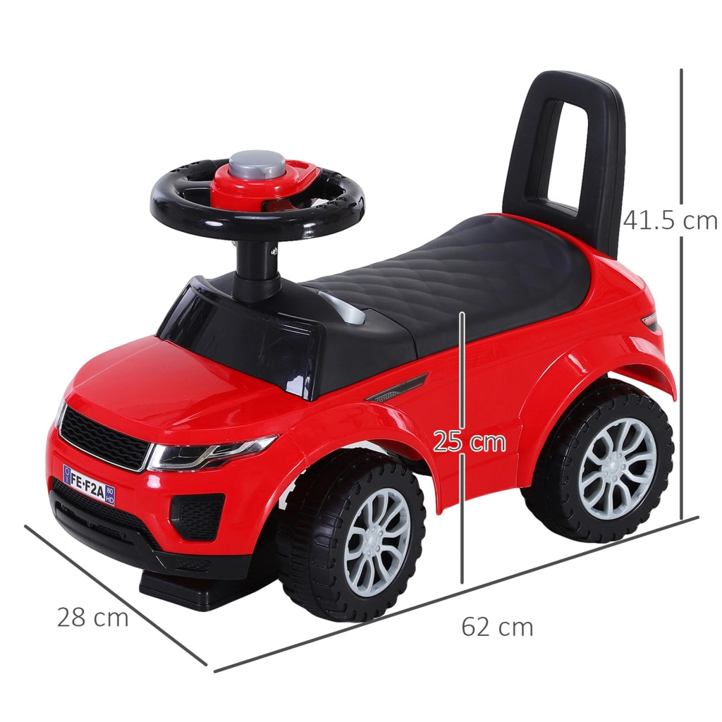 EasyComfort Macchina Cavalcabile Giocattolo per Bambini 12-36 Mesi, Macchina a Spinta con Vano Contenitore e Schienale, Rossa