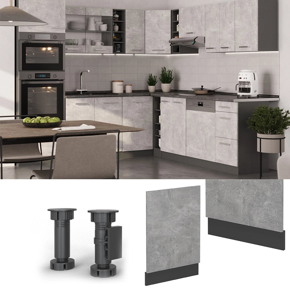 Pannello frontale R-Line Calcestruzzo/Antracite 45 cm senza piano di lavoro Vicco